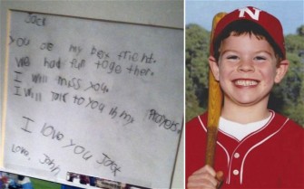 A boy's heartbreaking letter to six-year-old Sandy Hook victim Jack Pinto has been shared thousands of times on the internet as the United States struggles to come to terms with the atrocity.
